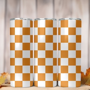 PNG Sublimation Tumbler Wrap Instant Seamless design for Straight Skinny 20oz Tumbler Tennessee Checkerboard UT Volunteers football sports