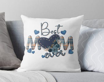 Best mom ever Mother's Day png sublimation instant download, mom with blue floral heart png, Mother's Day png, mom png, sublimate download