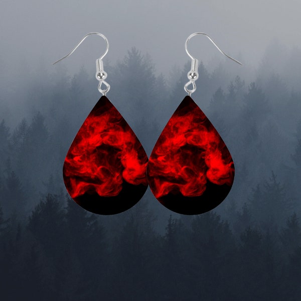 Tear Drop Earring Sublimation design red smoke earring Template party fun celebrate PNG 300 dpi love fashion Instant Download Digital File