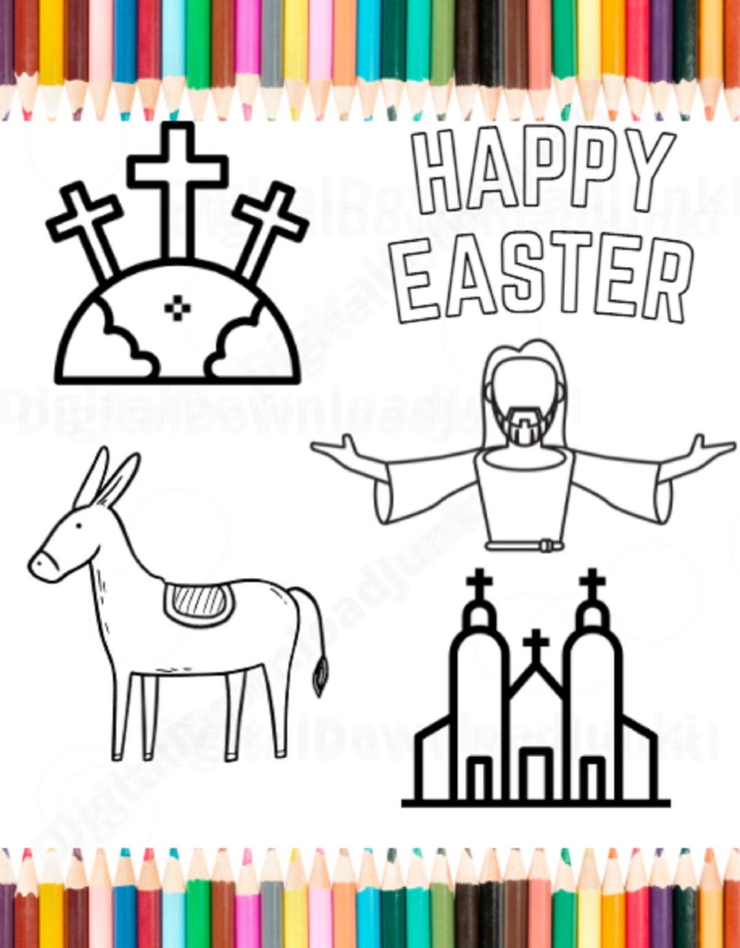 20 Printable Easter Christian Jesus Christ Coloring Pages Bundle ...