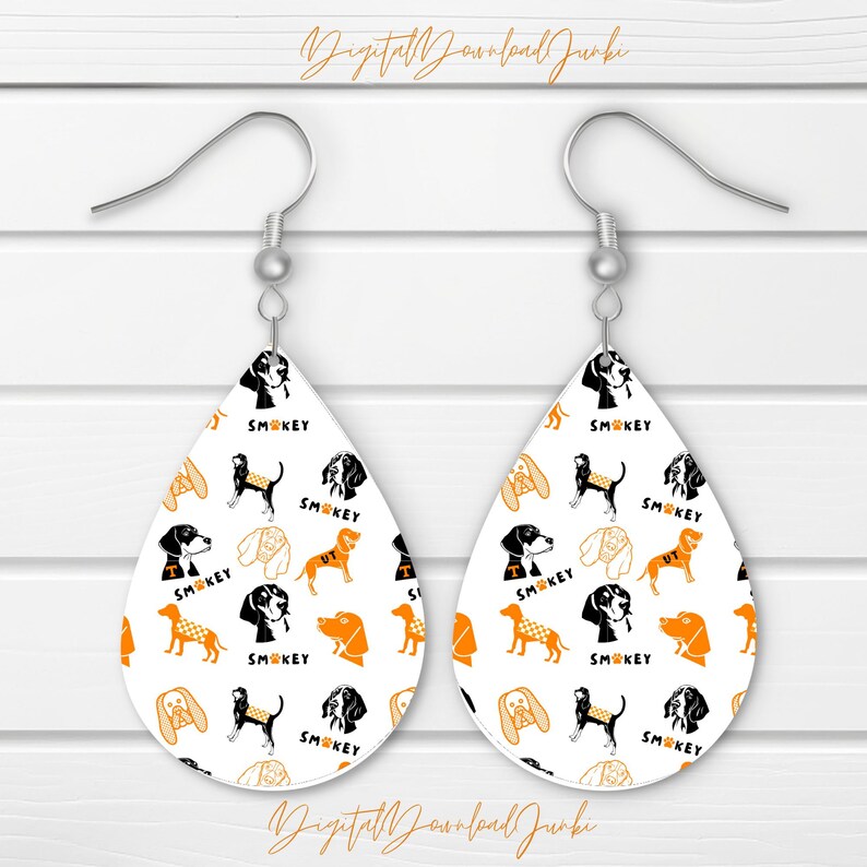 Tennessee Smokey Dog Mascot Sublimation Instant Download Earring