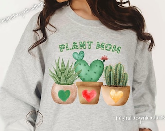 Mamá Planta PNG: Diseño de Suculentas y Cactus (Descarga Digital)