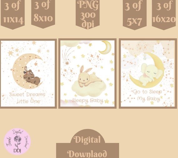 Nursery Wall Art Printable Digital Download Bundle Moon Dreams Etsy