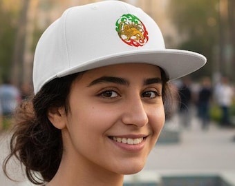 Lion and Sun, Shiro Khorshid Flag Inspired Baseball Cap | Persian Heritage, Iranian Pride