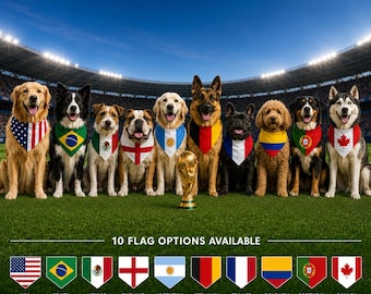 Pañuelo para perro del Mundial / Pañuelo para mascota con la bandera del país / Bufanda para perro aficionado al fútbol / Regalo para EE. UU., Brasil, Argentina, Alemania y Canadá