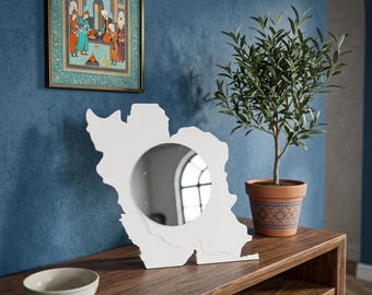 Modern Iran Map Mirror | Minimalist Decorative Centerpiece, Persian Gift