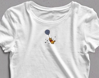 Winnie The Pooh, Bees and Balloon Nostalgic Embroidered Crop Top