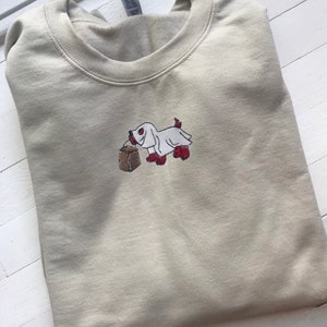 Red Puppy Ghost Cartoon Halloween Embroidered Sweatshirt, Fall Trick or Treat Shirt
