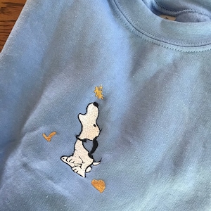 Snoopy Fall Leaves Embroidered Sweatshirt Halloween Charlie - Etsy