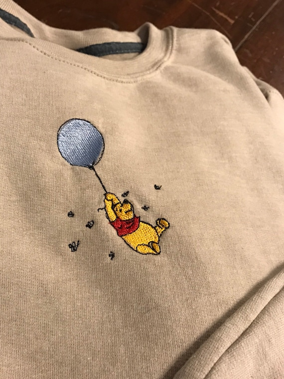 Classic Winnie the Pooh Balloon Simple Embroidered Sweatshirt Vacation Christmas Crewneck Etsy