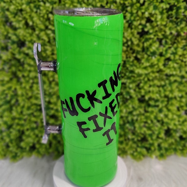 Colored Duck Tape Tumbler/ Wrench Handle/ Coffee thermos/ Funny/ Fixed it/ Tumbler/ Man Gift/ Guy Gift/ Travel Mug/ drinkware/ Father's Day