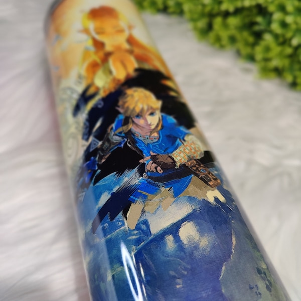 Tears of the Kingdom Tumbler/ Zelda cup/ Togo Mug/ Breath of the Wild/ Birthday Gift/ TOTK/ Skinny/ BOTW/ Link and Zelda