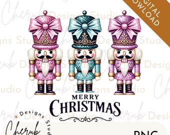 Nutcracker Merry Christmas PNG, Christmas PNG, Faux Glitter Nutcracker PNG, Christmas Sublimation Design