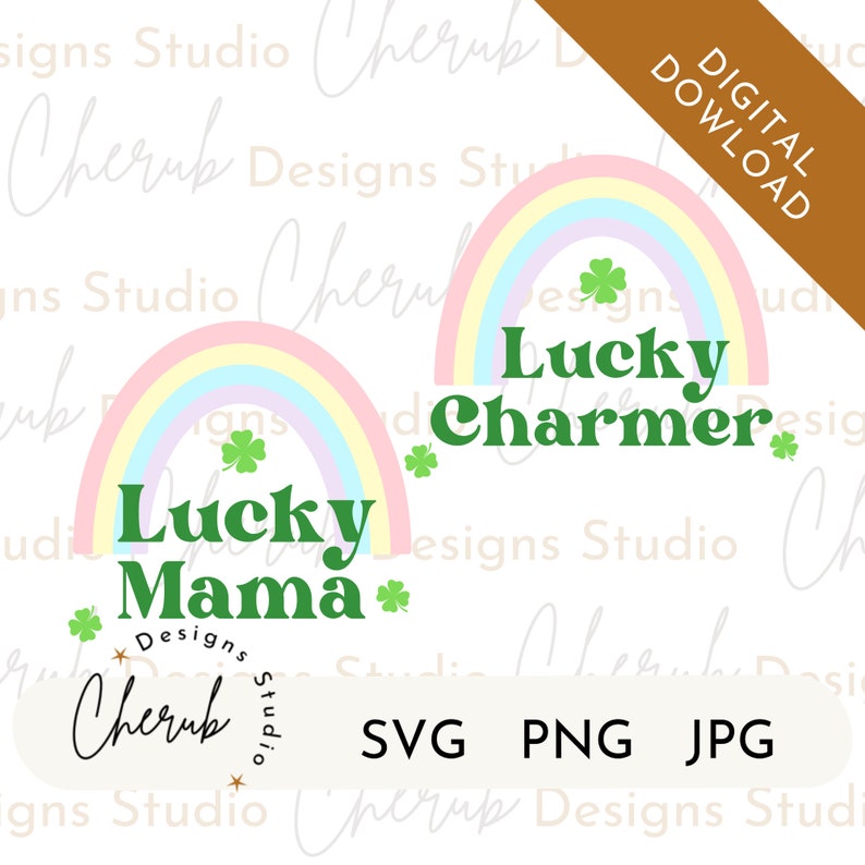 Lucky Mama Lucky Charmer SVG Set, Mommy and Me Dateien für Cricut, St. Patrick es Day SVG, PNG, Mama und Mini Digital Download Bild 1