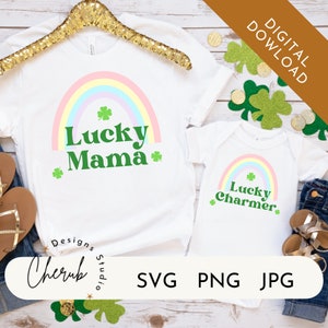 Lucky Mama Lucky Charmer SVG Set, Mommy and Me Dateien für Cricut, St. Patrick es Day SVG, PNG, Mama und Mini Digital Download Bild 2