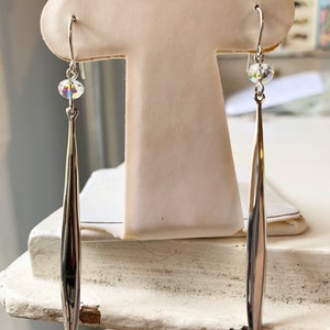 Robert Lee Morris Sterling Silver Drop Dangle Hook Earrings With Crystal