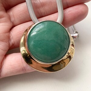 RLM Studio Robert Lee Morris Sterling Silver and Brass Green Aventurine Snake Chain Necklace