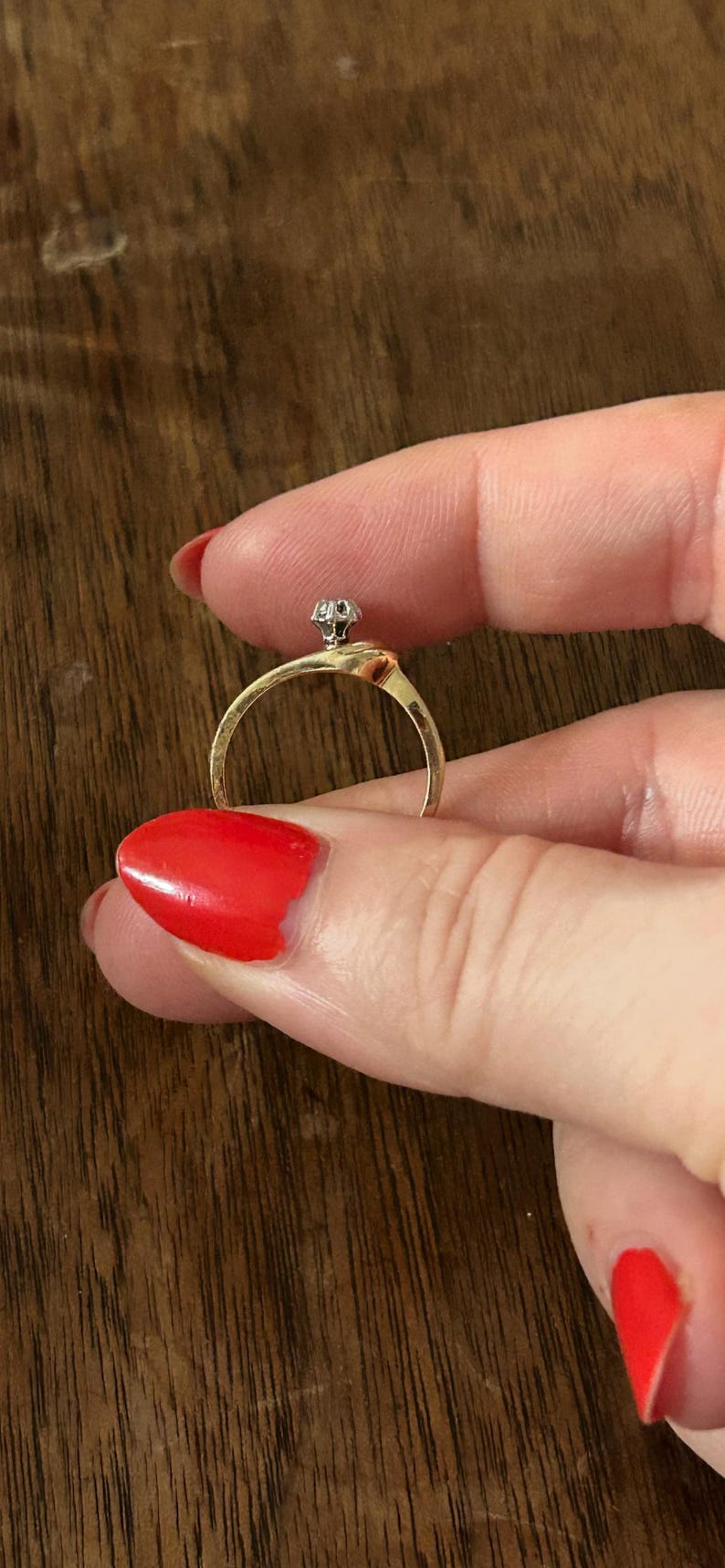 Vintage Engagement Ring Set 14 Carat Gold Featuring .03 Carat Diamond Size 6 1/4 image 8