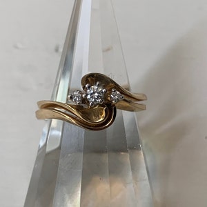Vintage 14 kt Gold and Three Diamond Engagement Ring Set