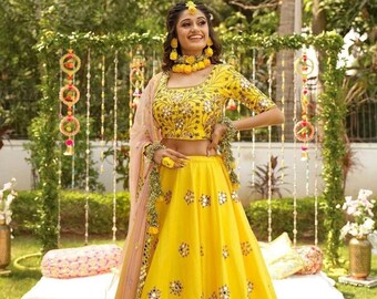 Designer Yellow Lehenga Choli With 