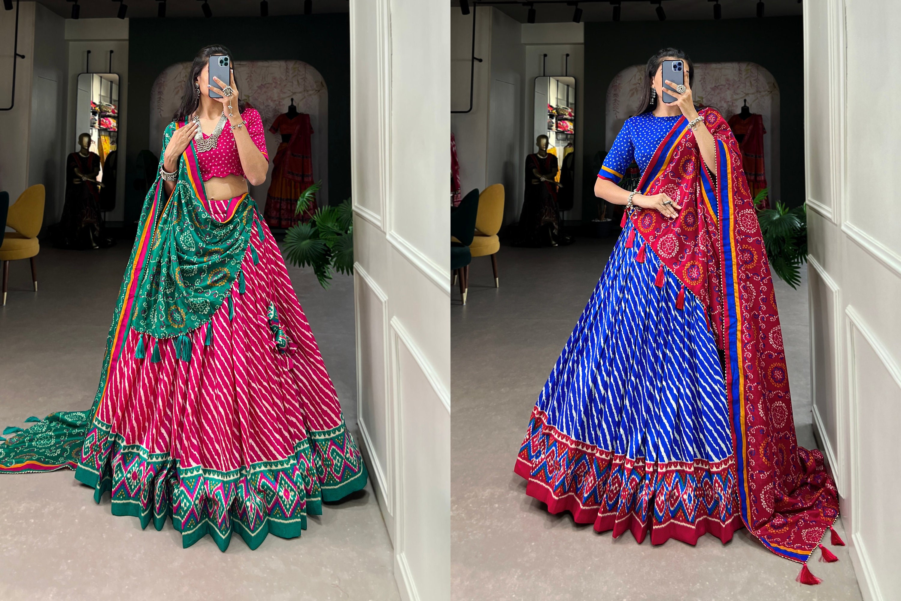 Blue and pink chaniya choli new arrivals