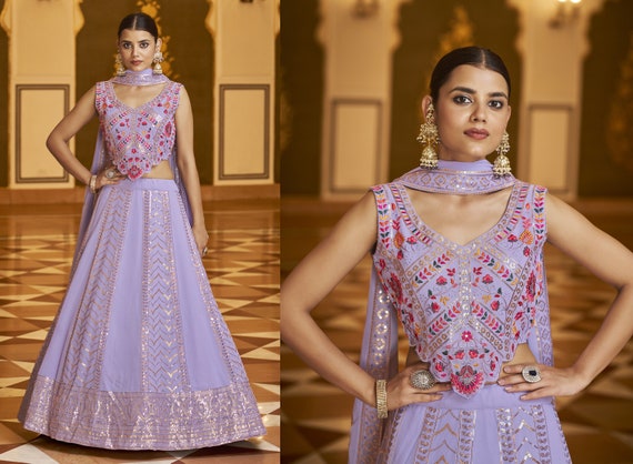 Lavender lehenga online deals
