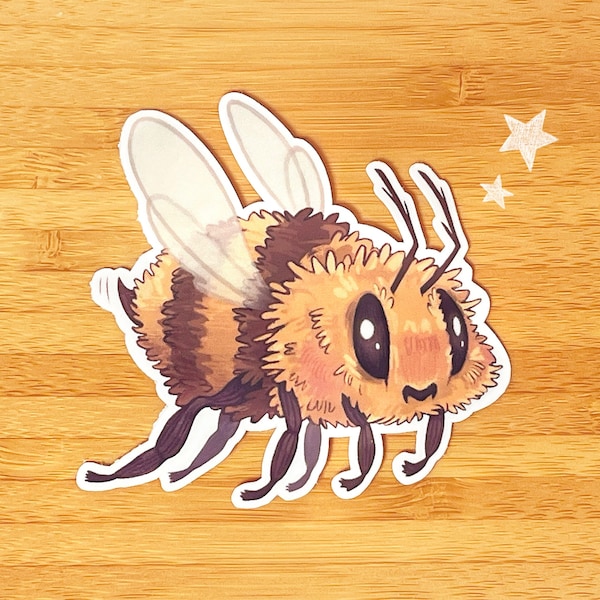 Cute Fluffy Bee Sticker ~ Handmade Stickers ~ Cute Die Cut Sticker ~ Sticker for Laptop ~ Waterproof Stickers ~ Bee Stickers ~ Vinyl Sticker