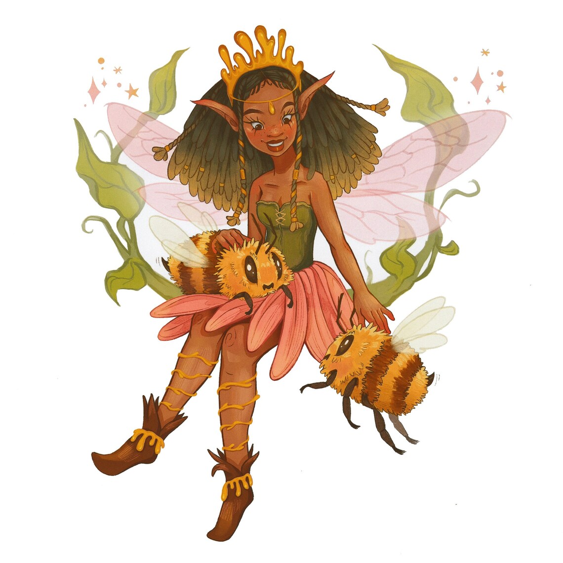 Fairy Queen Bee Art Print 8 X 8 Square Print Etsy
