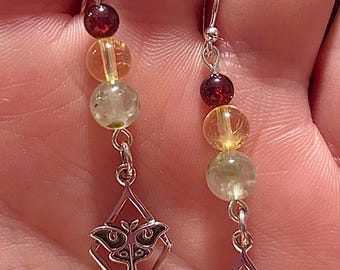 Diamond Luna Moth Charm Sterling Silver Dangle Earrings