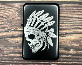 Indian Skull Engraved Lighter