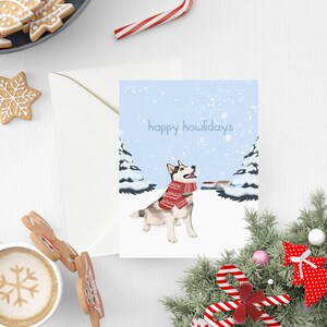 Carte de voeux Happy Howlidays Husky - Carte de Noël Winter Wonderland