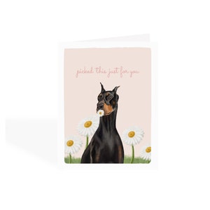 Schattige dobermann-wenskaart - hondenliefhebber cadeau - speciaal voor jou gekozen - handgemaakte geïllustreerde kaart