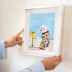 Custom Full Background Pet Portrait - Digital Illustration from photo, Funny Pet Lover Gift,  Art Print