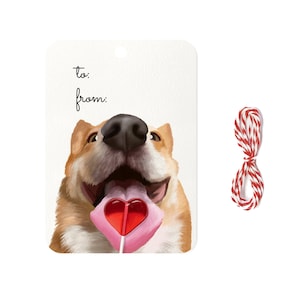 Etichette regalo Corgi Heart - Set da 10 - Illustrazione del simpatico cane Corgi - Perfette per occasioni speciali