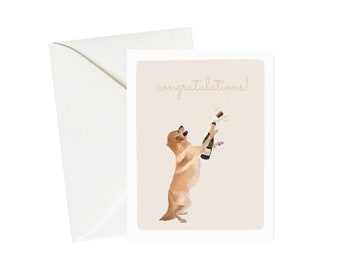 Labrador Popping Champagne Card - Funny Congratulations Card