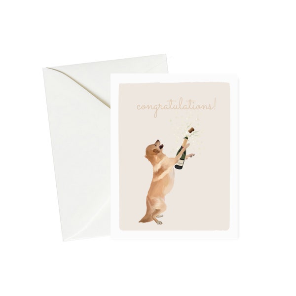 Labrador Popping Champagne Card - Funny Congratulations Card