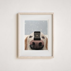 Will You Marry Me Art Print, Dog Proposal, Labrador Retriever, Cute Dog Wall Art, Engagement Gifts for Couple