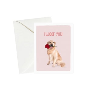 I Woof You carte Golden Retriever, anniversaire de couple, carte d'amour mignon
