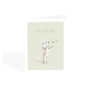 Carte d'anniversaire bichon frisé - A Tini Bit Older, carte d'anniversaire drôle, illustration de chien mignon, carte de Martini