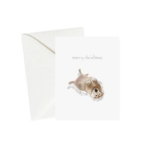 Carte de Noël Golden retriever, carte de vœux chien dans la neige, ange des neiges, carte de vœux mignon animal de compagnie