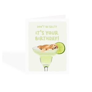 Carte de voeux d'anniversaire Golden Retriever - carte drôle de chien Margarita - ne soyez pas salé, c'est votre anniversaire !