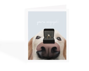 Labrador Funny Engagement Card - You Are Engaged Diamond Ring