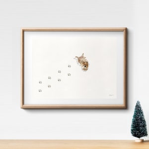 Snow Angel Art Print, Golden Retriever, Cute Dog Wall Art, Illustration dhiver, Funny Dog Print, Cadeaux pour parents danimaux de compagnie, Minimaliste image 4