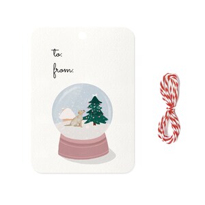 Étiquettes cadeaux Labrador boule à neige - étiquettes cadeaux de Noël Labrador illustrées à la main - étiquettes de vacances pour amoureux des chiens - lot de 10