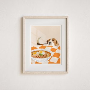 Ramen Noodle Lover Art Print, Cute Dog Wall Art, Beagle Gift, Funny Dog Print, Kitchen Decor, Pet Lover Gift