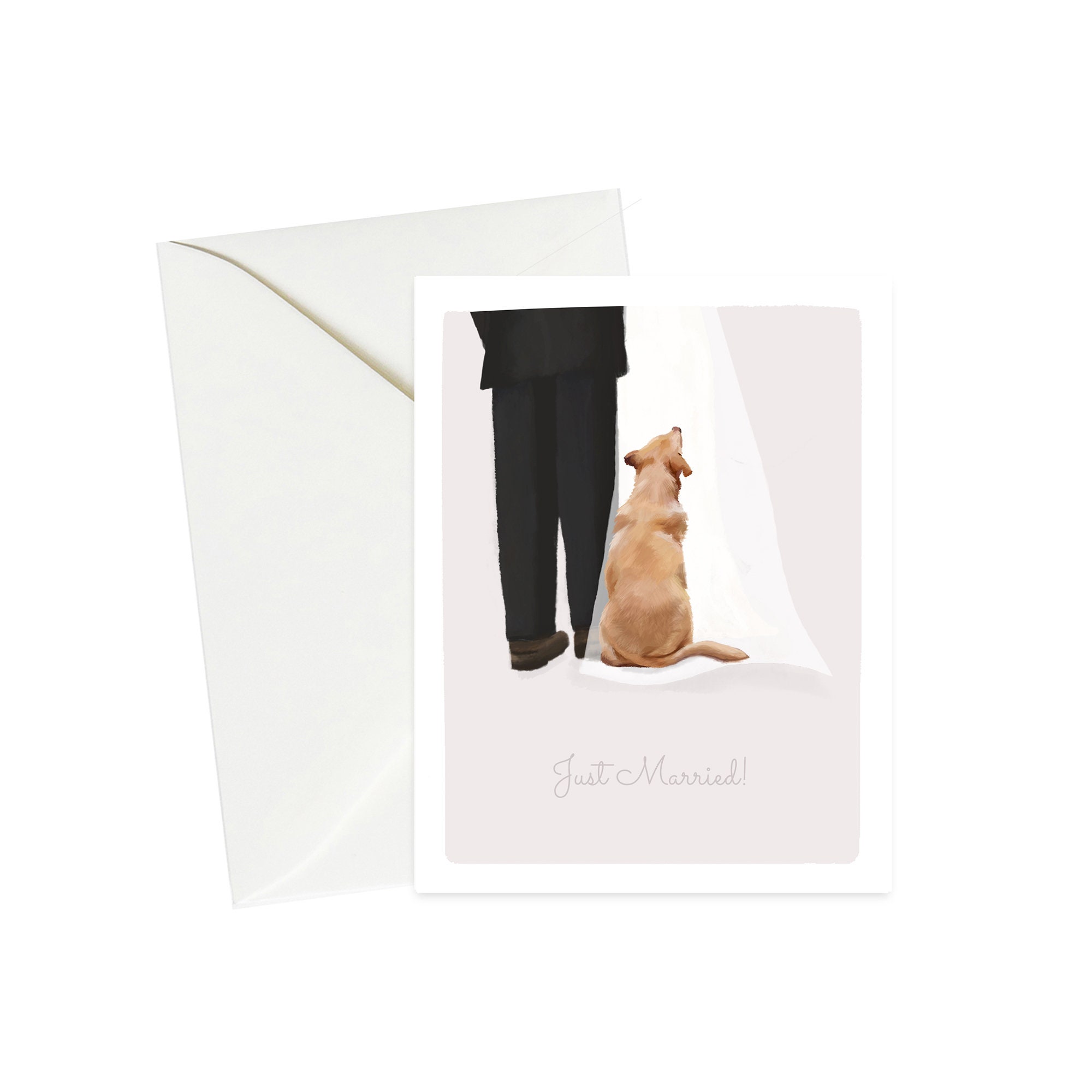 Labrador Just Married Card - Cute Newlywed Card, Unique Bride and Groom Wedding Card, Dog Lover Wedding Gift