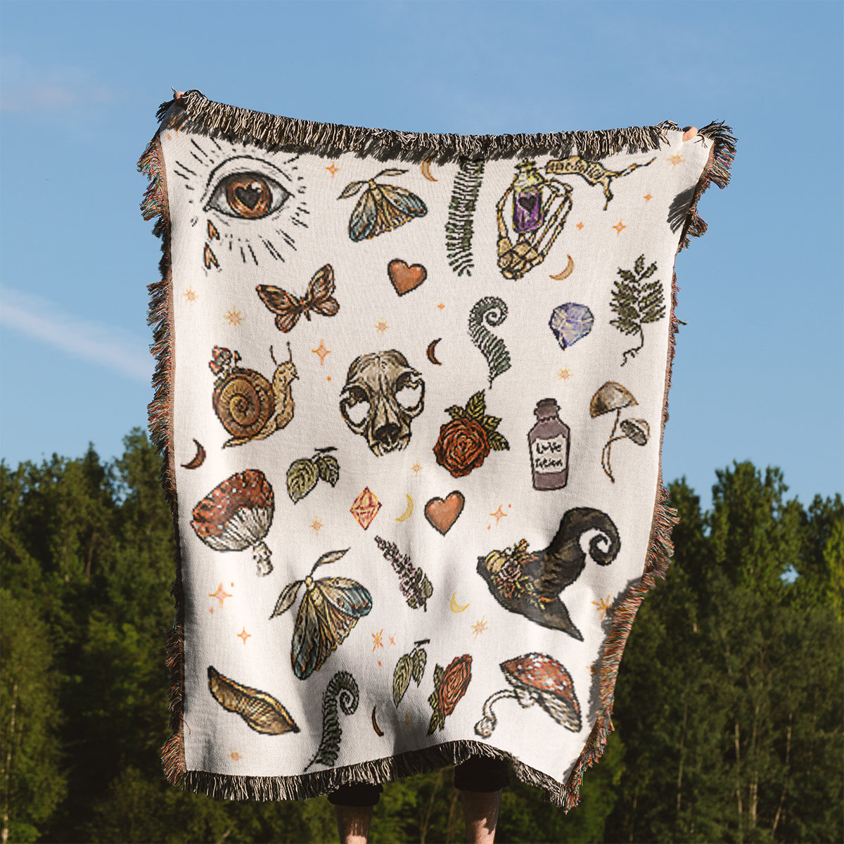 Witchy Cottagecore Woven Blanket Witch's Brew Jacquard Etsy