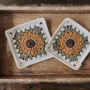 Sunflower Granny Square Crochet Pattern - Crochet Granny Square - Granny Square Pattern - Crochet Flower Granny Square