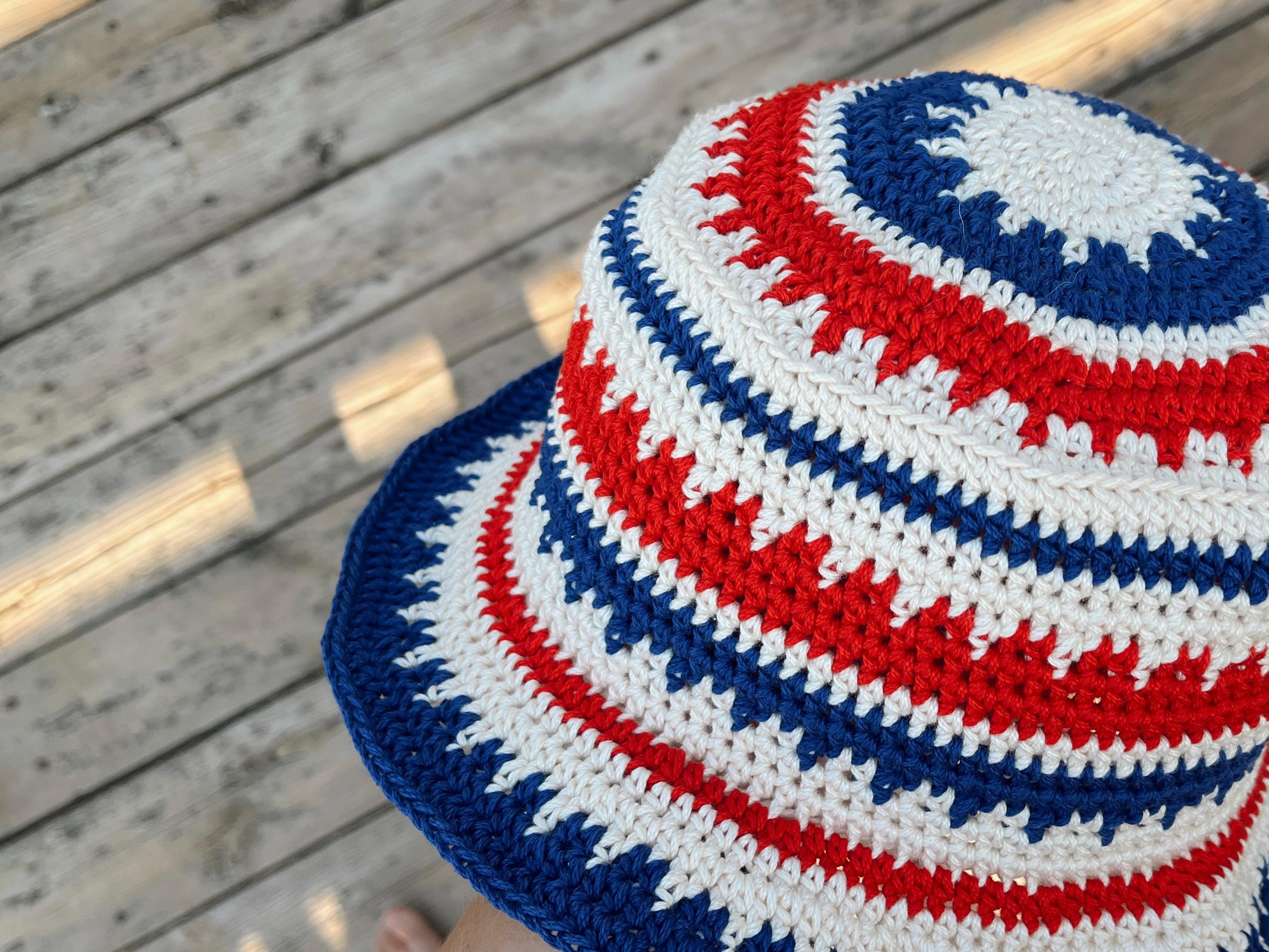Crochet Pattern July 4th Bucket Hat - Crochet USA - Crochet  display picture 1