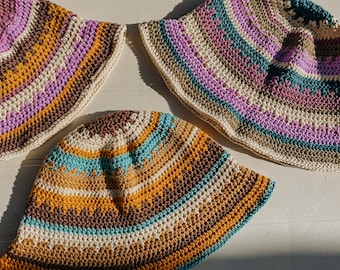 Crochet Bucket Hat - 100% Cotton Bucket Hat - Summer Bucket Hat - Sun Hat - Boho Hippie Bucket Hat